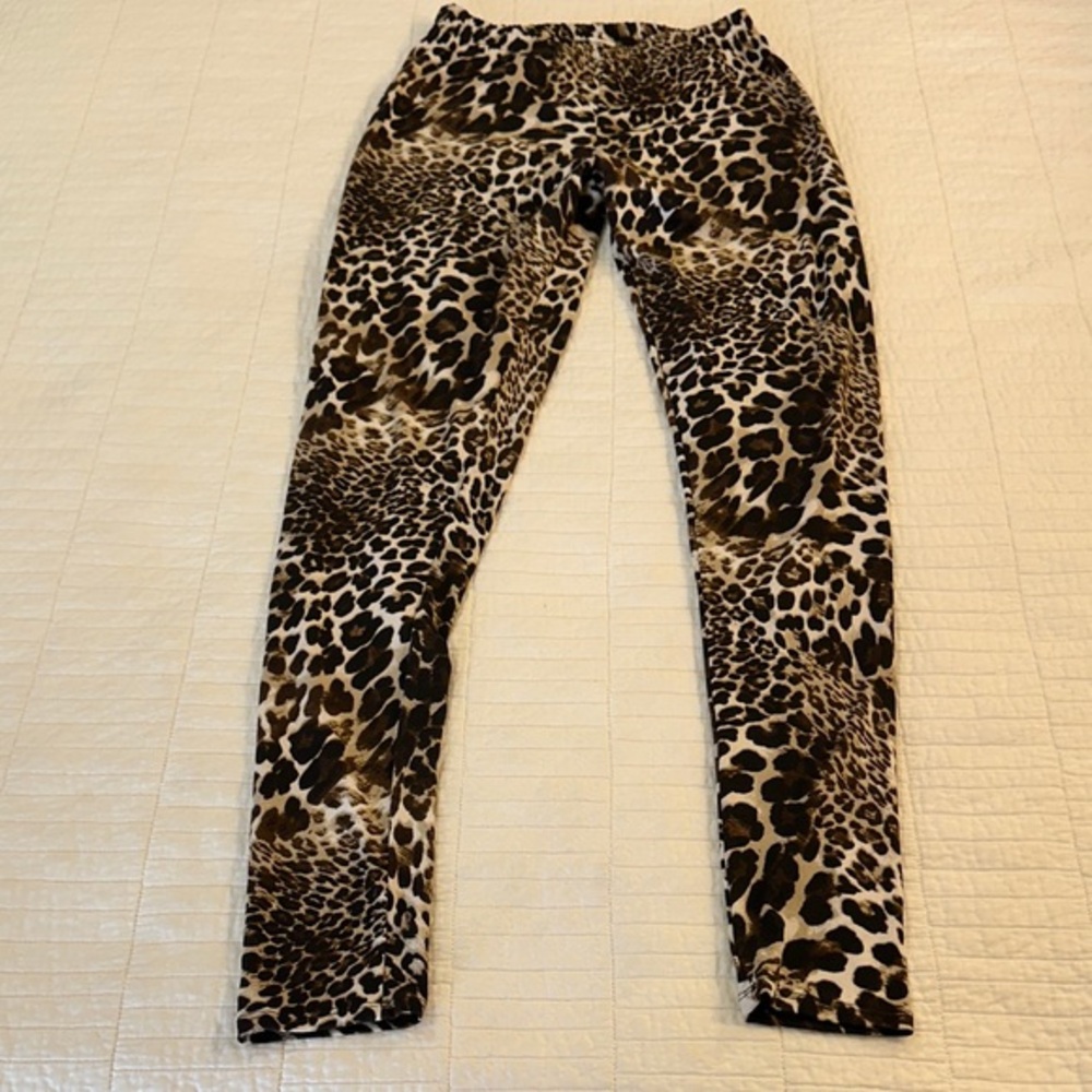 Dolce Bianca Leopard Print Leggings Y2K Animal Print Stretch Pants Medium
